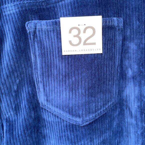 NWT KanCan Navy Blue Corduroy Wide Leg High Rise Boho Pants Size 32 Stretch - Picture 10 of 15